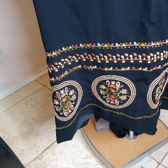 Vtg SUCI XXXL Black Hippie BOHO Embroidered Caftan Tunic Dress High Quality - Picture 8 of 11